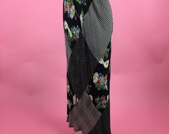 90's Maxi Rayon Patchwork Skirt - Sz S/M