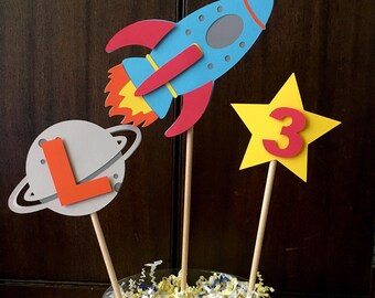 Rocket Centerpieces - Spaceship Decorations -Space Party Theme - Outer Space Party - Space Birthday - Rocket Ship Centerpieces