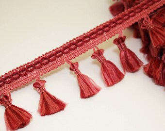 Pink and Burgundy 1 meter Ribbon tassel fringe tassel trim
