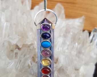 Tanzanite / Lavender Aura Gemstone Chakra with 7 Gemuine Stones set in Silver - A Grade !