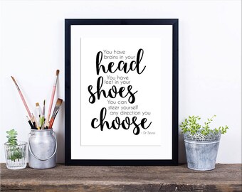 Framed Dr Seuss Typographic Print