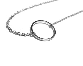 Circle Necklace / Silver Round Necklace / Minimal Jewelry / Circle Choker / Simple Geometric Jewelry / Layering Necklace / N173a