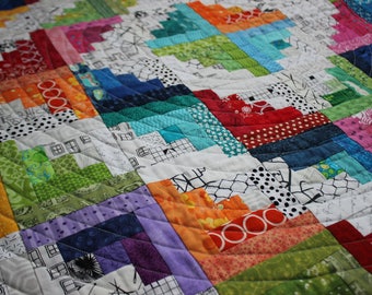 Baby quilt, rainbow baby quilt, baby boy quilt, baby girl quilt, modern baby quilt, baby blanket, baby bedding, baby boy blanket