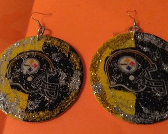 large glitter steelers earrings