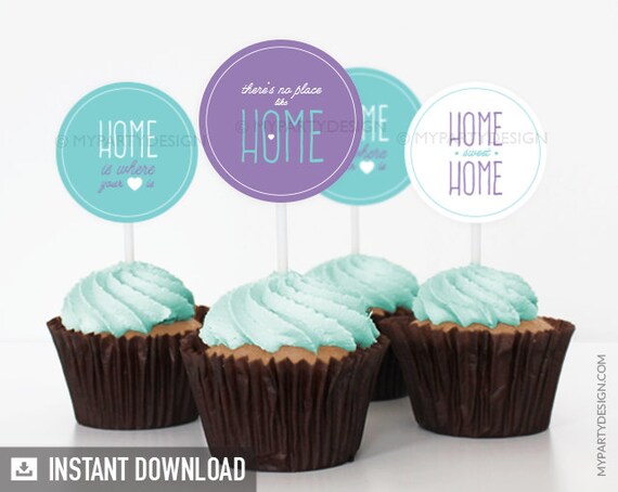 House Warming Party Cupcake Toppers Circles House Warming Party Cupcake Toppers Circles