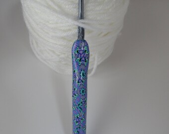 Spring Fever Crochet Hook, Size F Crochet Hook, Susan Bates FHook, Handmade Crochet Hook, Polymer Clay Crochet Hook
