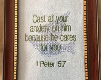 Embroidered Bible verses framed