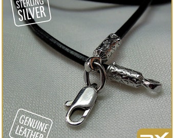Leather Cord Necklace, Sterling and Leather cord necklace, Unisex leather cord with Sterling Silver clasp, Women cord, Men cord, diam 2,5 mm