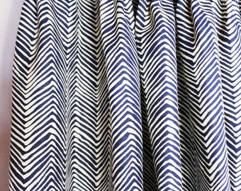 Quadrille Alan Campbell Petite Zig Zag Custom Drapes - (Shown in Navy on Tint with Fan Pleating-comes in 14 colors)