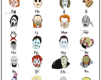 ABC Atrocities - Alphabet Chart - Horror Themed