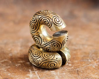 Brass Ear Weights with carvings, Ear Stretchers, Tribal Jewellery, Brass earrings, Ear stretching weights, Ear weights, Circle ear weights