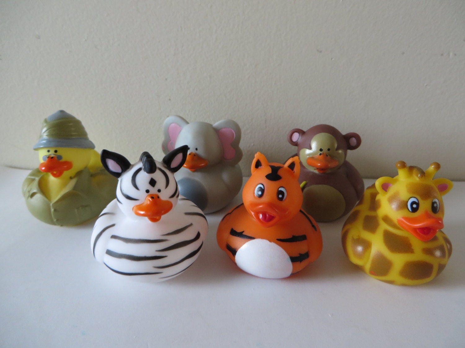 Safari rubber ducks. giraffe tiger monkey elephant zebra