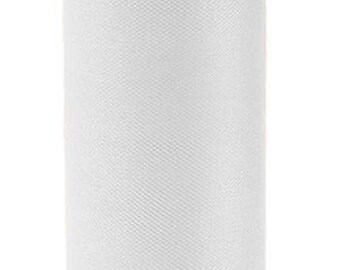 250 Yards White 6 Inch Wide Tulle Fabric