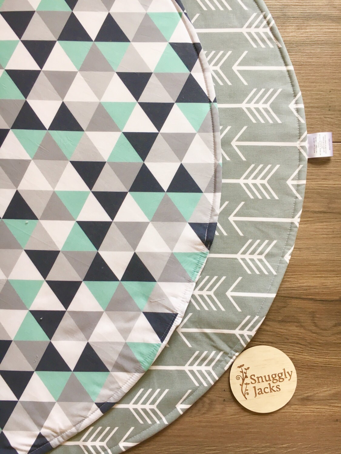 Round Playmat Baby Nursery Throw Rug Triangles and Arrow