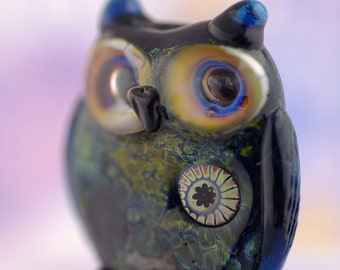 Melanie..... lampwork owl bead............ sra