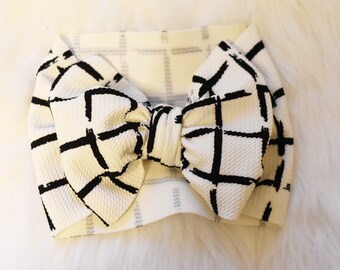 White and Black Checkmate Headwrap