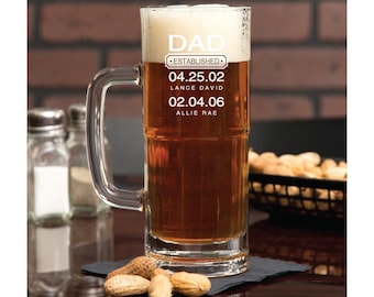 Father's Day Gift, Beer Glass Dad Est, Gift For Dad, Dad Established Glass, Gift From Wife, Personalized Beer Glass, Custom Pint Glasses