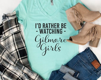 I'd Rather Be Watching Gilmore Girls Tshirt - Womens Clothing. Womens Tshirt. Graphic Tee - Tickled Teal