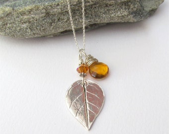 Long BOHO Necklace, Leaf Necklace, Silver Leaf Pendant, Made With Real Leaf