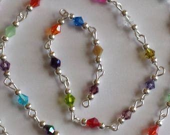 55cm of string/bicones 4mm multicolored glass