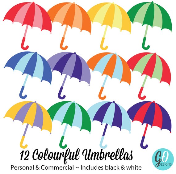 Rainbow Umbrellas Clipart Colorful Umbrella Graphics Rainy