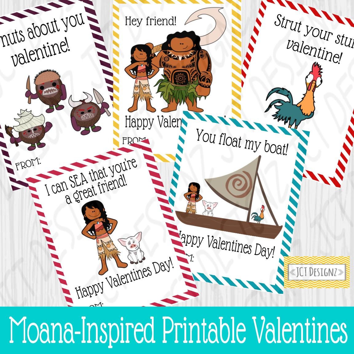 Moana Inspired Printable Valentines Instant Download