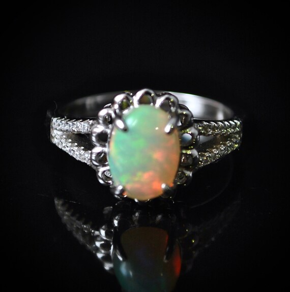 Sterling Silver Opal Ring Sz 7.75 #10020
