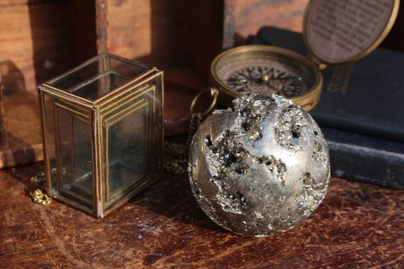 Huge Pyrite Sphere 83mm, Large Gold Crystal Ball, Raw Pyrite Orb, Large Fools Gold Sphere, Golden Crystal Ball, Prosperity, Abundance