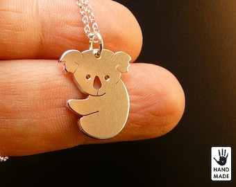 Tiny Cute Koala Bear Handmade Personalized Sterling Silver .925 Necklace in a gift box