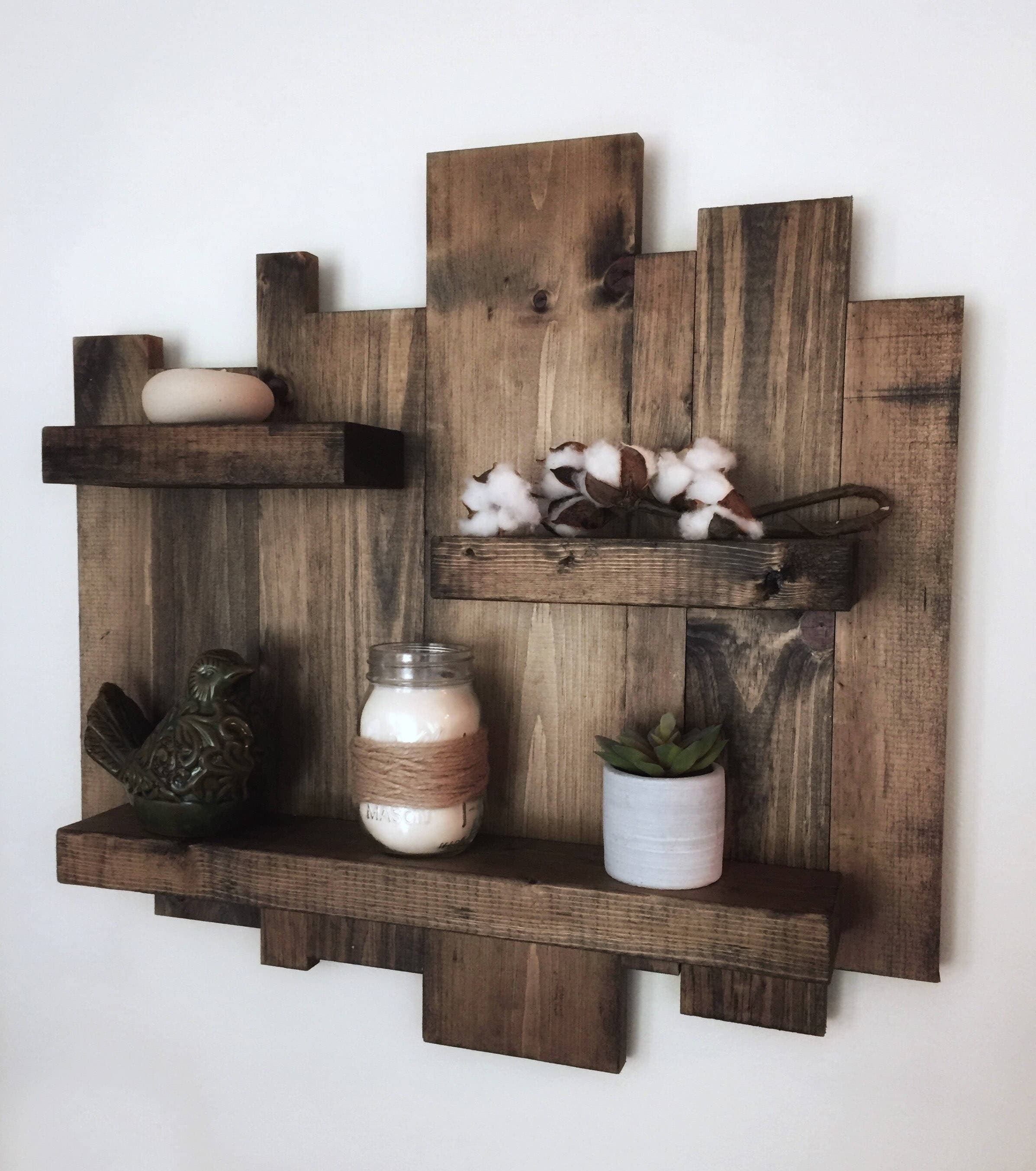 Rustic wall shelf reclaimed wood wall shelf pallet shelf