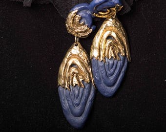 CLAUDE MONTANA of 80's Clip on Earrings/Chandelier earrings/Dangle & Drop Earrings/Huge Earrings/Christmas Gif/Gift Idea