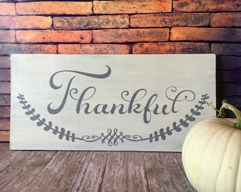 Thankful sign, Fall sign, Fall decor, Thankful, Thanksgiving decor, Hostess gift, Housewarming gift, Rustic sign, Thanksgiving wood sign