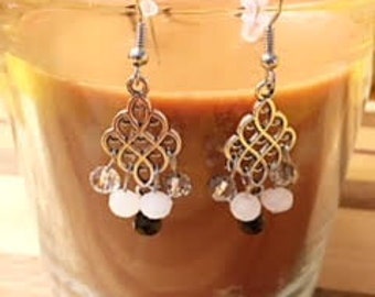 Black and White Chandelier Earrings