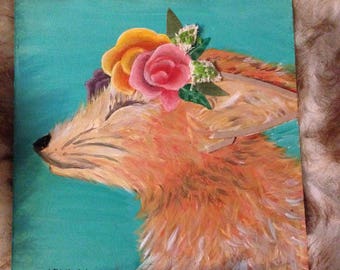 Small Painting- Mixed Media- Fox