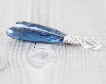 London Blue Quartz & Sterling Silver Earrings. Long Teardrop Earrings. Wire Wrapped Dangle Earrings. Drop Earrings. Gemstone Jewellery