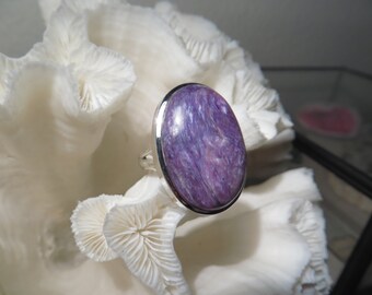 Pretty Purple Charoite Ring Size 6.75