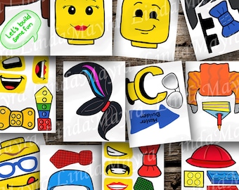 Lego inspired DIY Photo booth Props digital download