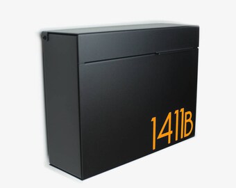 Black Larger Modern MITCH B mailbox, Modern Mailbox, Wall Mounted mailbox - contemporary #1411B