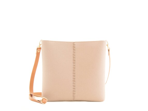 Small crossbody bag / wool felt bag / felt crossbody bag / small womens bag / beige bag / made in Italy