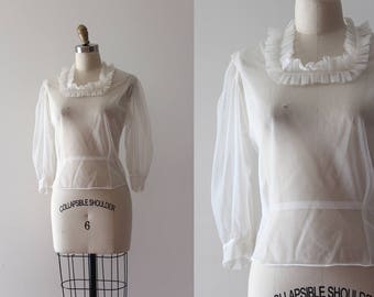 vintage 1950s blouse // 50s sheer pin up top