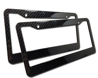 2-Pack Carbon Fiber Pattern License Plate Frames – JDM Style, US Standard Size, Front & Rear