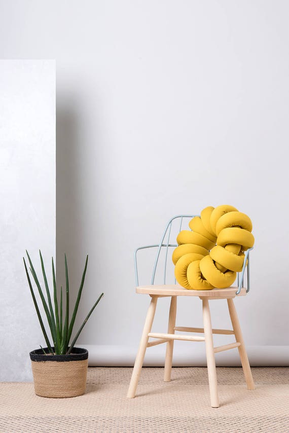 Mustard round Knot pillow Knot Pillows knot cushions