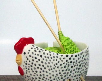 Hen Yarn bowl Pottery Ceramic Gift knitter Knitting bowl Ready to ship