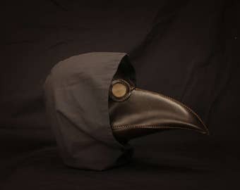 Plague Doctor Mask, Leather Dark Brown Plague Mask, Medieval Bird Mask, Steampunk Masquerade Halloween Mask