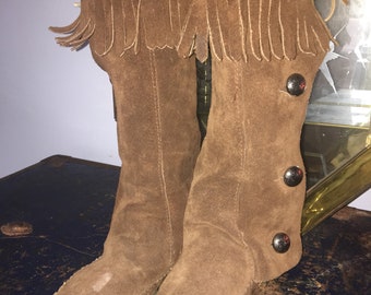 Handmade Moccasin Boots with fringe