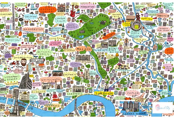 illustrated map of east london
