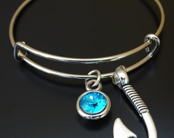 Fish Hook Bangle Bracelet, Adjustable Expandable Bangle Bracelet, Fish Hook Charm, Fish Hook Pendant, Fish Hook Jewelry, Fishing Bracelet