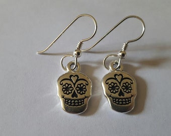 Day of the dead, Skull earrings, Skull, Skull jewelry, Charm earrings, Dia de los muertos, Goth, Punk, Rockabilly
