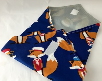 Reusable Sandwich Wrap Bag - Sailor Foxes in Navy