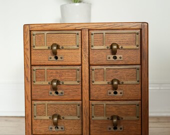 File Away.... Vintage Library Card Catalog File, Six Drawers, Dewey Decimal, Card File, Library File, Card Catalogue